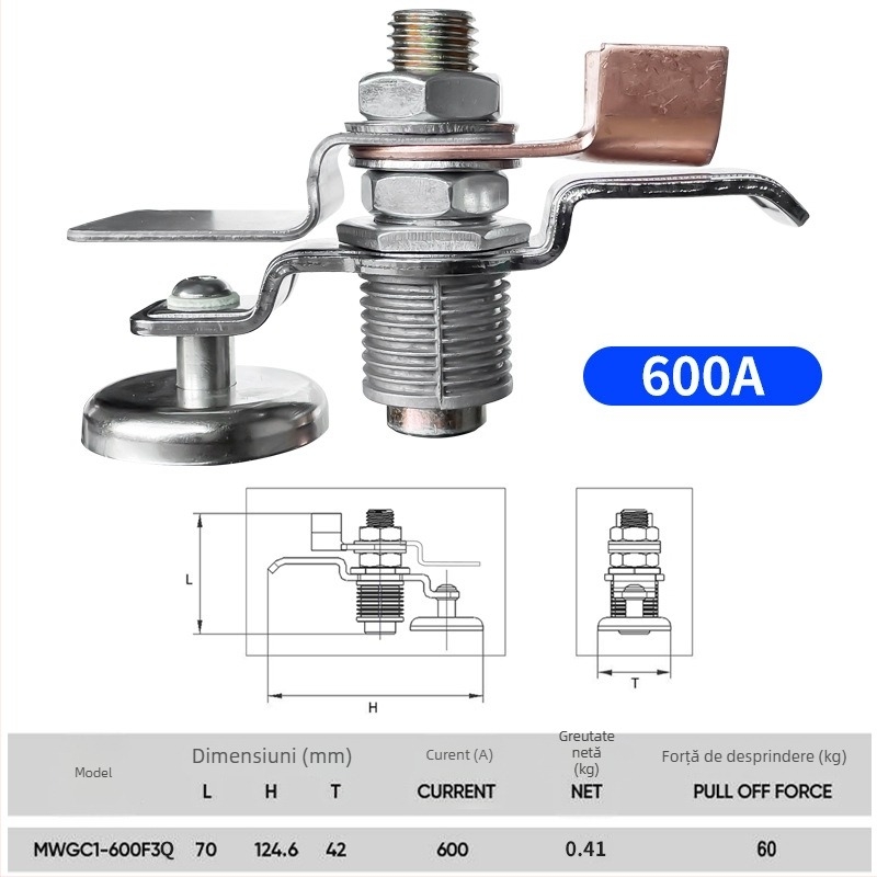 Clamă magnetică de împământare pentru sudură MWGC1-200F3Q, Li Shuai; material NdFeB; seria MWGC1; curent de sudură 200A; forță maximă de tracțiune 30 kg