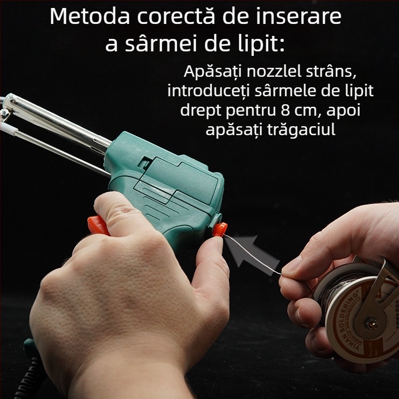Pistol de lipit portabil, de nivel industrial, cu alimentare automată a tinului, încălzire internă, 220V, funcționare manuală