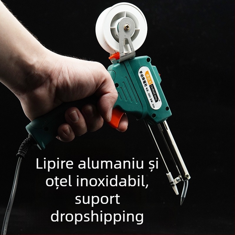 Pistol de lipit portabil, de nivel industrial, cu alimentare automată a tinului, încălzire internă, 220V, funcționare manuală