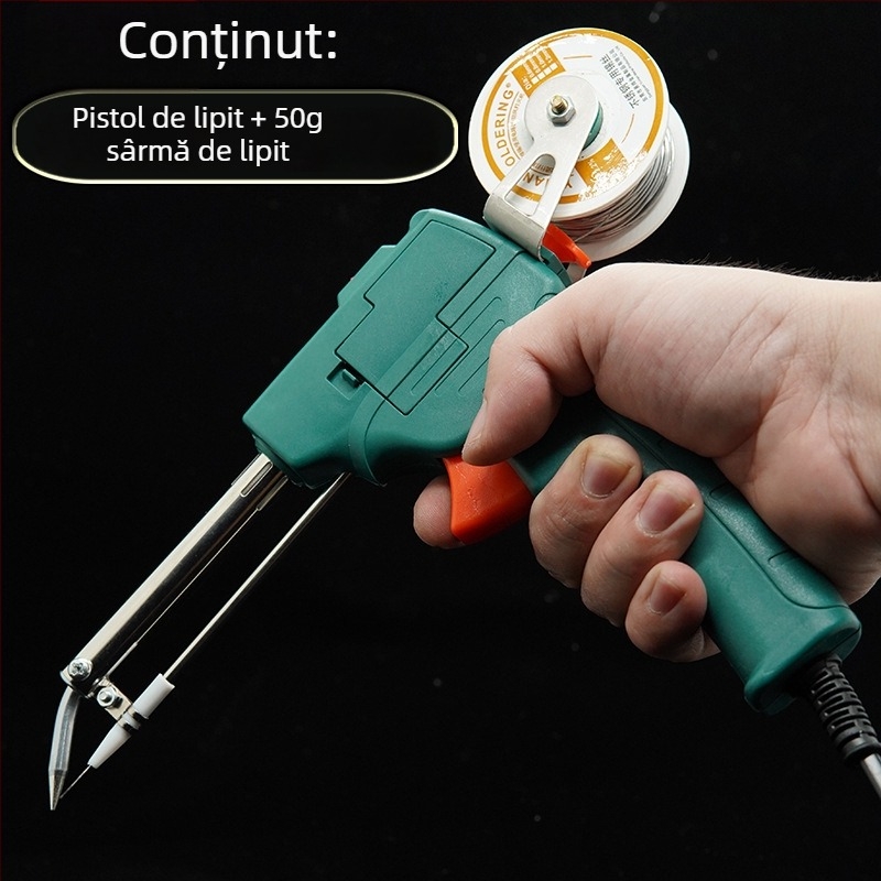 Pistol de lipit portabil, de nivel industrial, cu alimentare automată a tinului, încălzire internă, 220V, funcționare manuală