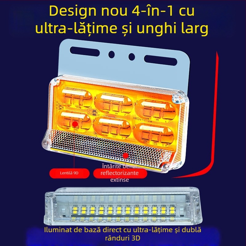 Lumină laterală pentru camion, unghi lat, 24V, impermeabilă, 16W, ABS plastic, durată de viață 50.000 h