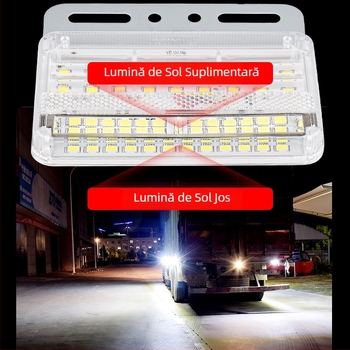 Lumină LED laterală pentru camion, cu două rânduri, impermeabilă, 24V, lumină de mers înapoi