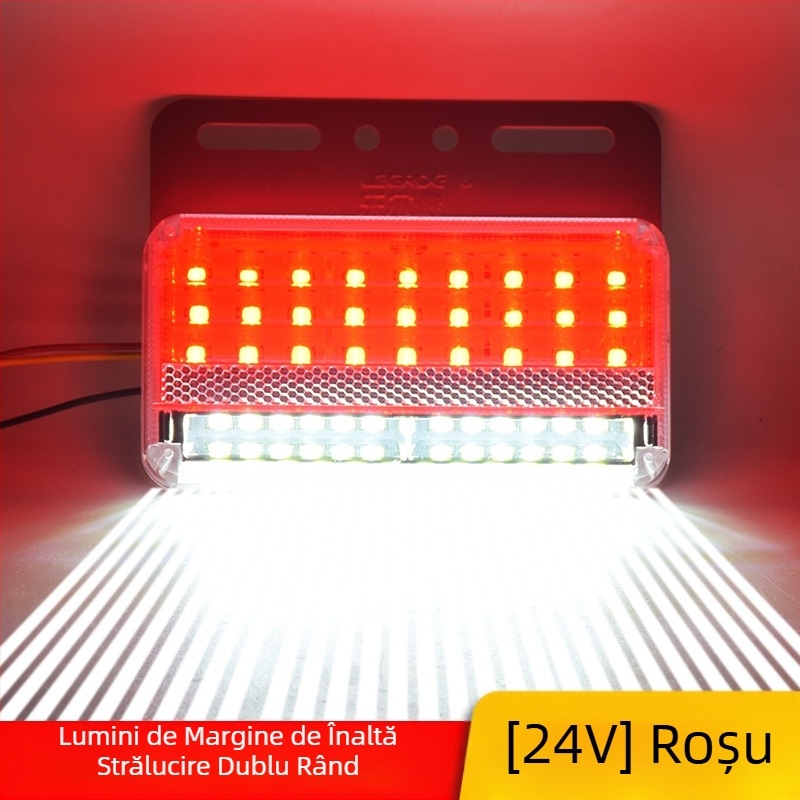 Lumină LED laterală pentru camion, cu două rânduri, impermeabilă, 24V, lumină de mers înapoi