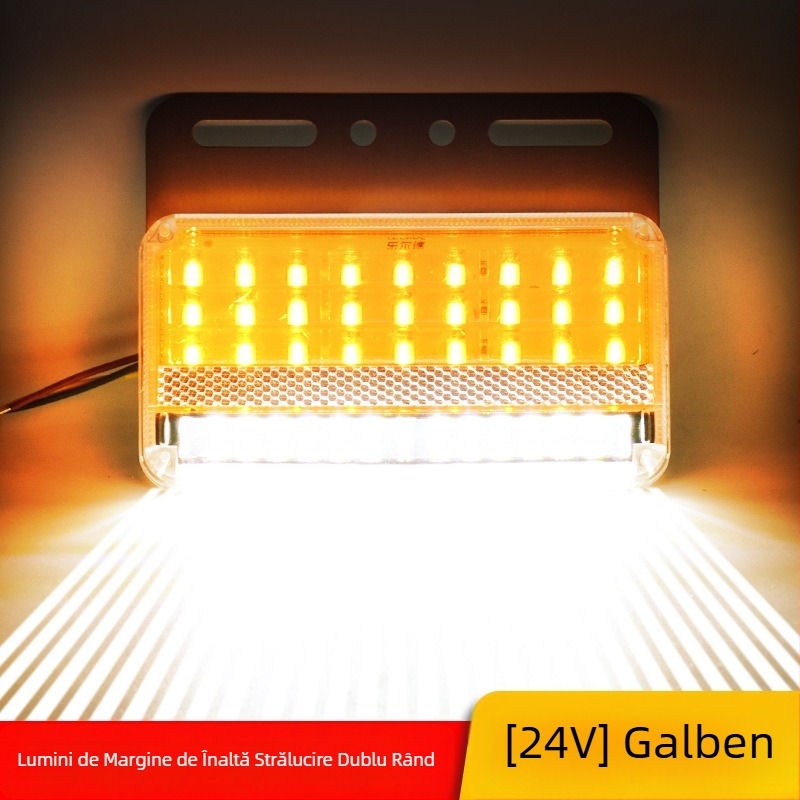 Lumină LED laterală pentru camion, cu două rânduri, impermeabilă, 24V, lumină de mers înapoi