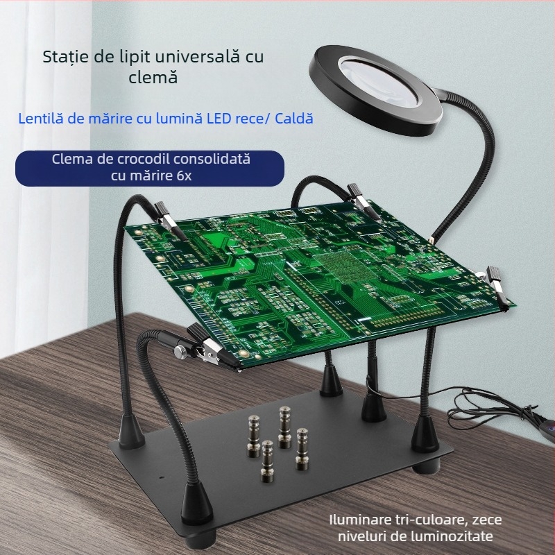 Stație de lipit Star W608 cu accesoriu magnetic pentru reparații PCB, 6x mărire