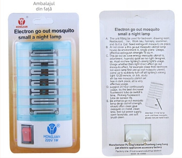 Lampa de exterminare a țânțarilor HY-601, lampă mini multifuncțională electronică pentru țânțari, 220V, tub LED, Brand HONGJIAN, temperatură de culoare standard