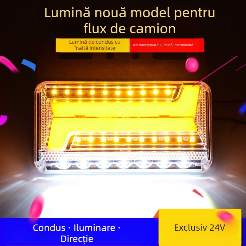 Lumină LED laterală pentru camion, margine de iluminare impermeabilă cu flux bidirecțional, 24V, semnal de direcție