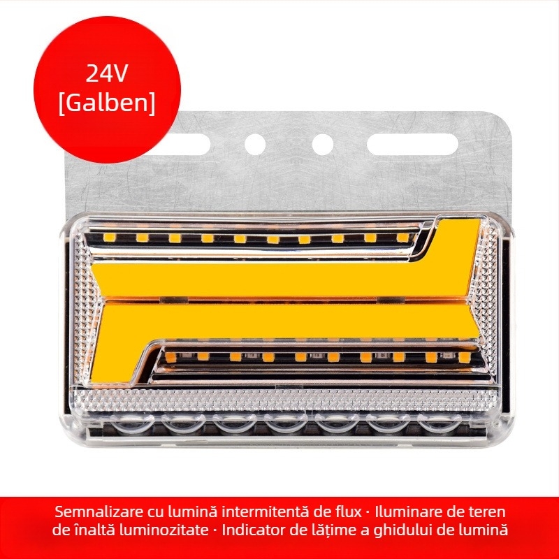 Lumină LED laterală pentru camion, margine de iluminare impermeabilă cu flux bidirecțional, 24V, semnal de direcție