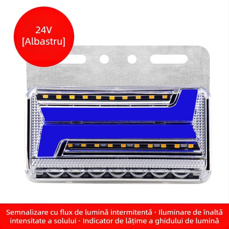 Lumină LED laterală pentru camion, margine de iluminare impermeabilă cu flux bidirecțional, 24V, semnal de direcție