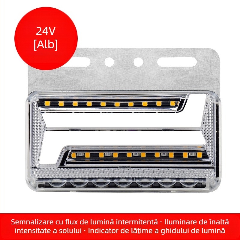Lumină LED laterală pentru camion, margine de iluminare impermeabilă cu flux bidirecțional, 24V, semnal de direcție