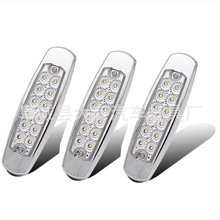 Lumină laterală pentru camion, 12 LED, cadru metalic electroplacat