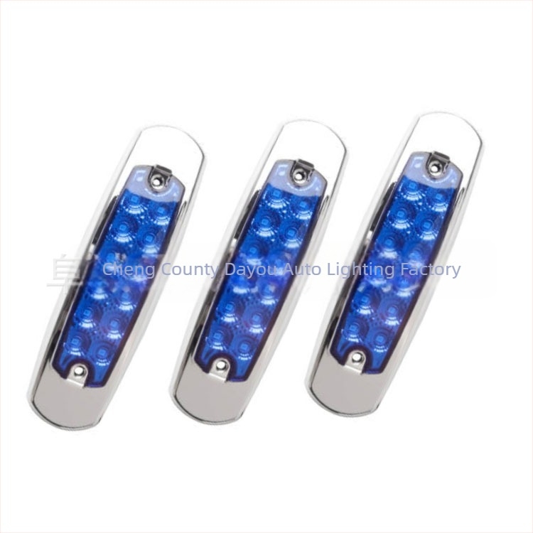 Lumină laterală pentru camion, 12 LED, cadru metalic electroplacat