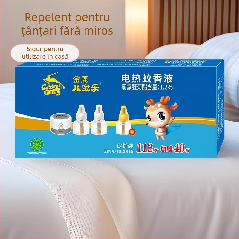 Set repelent electric pentru țânțari, lichid inodor, cu priză, conține 3 sticle + 1 recipient, model C134, nr înregistrare WP20210386