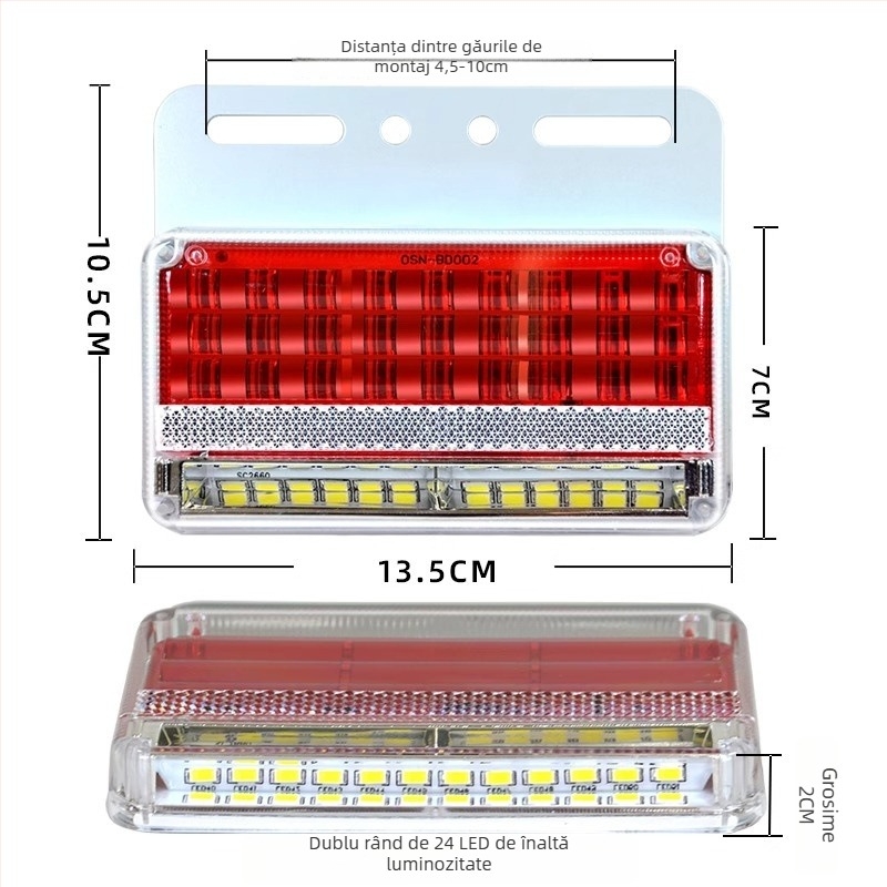 Lumină LED laterală pentru camioane, 24V, IP67 impermeabil, durată de viață 50000 h, model: Double row floor edge light