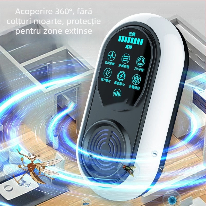 Repelent ultrasonic interior pentru ţânţari și insecte, reîncărcabil, 220V, ambalat în cutie