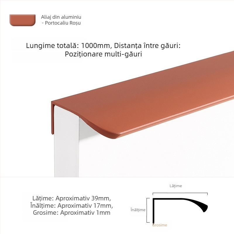 Ușă de garderobă, mâner invizibil arc deget, stil Morandi minimalist, aliaj de aluminiu, etanșare pe margine