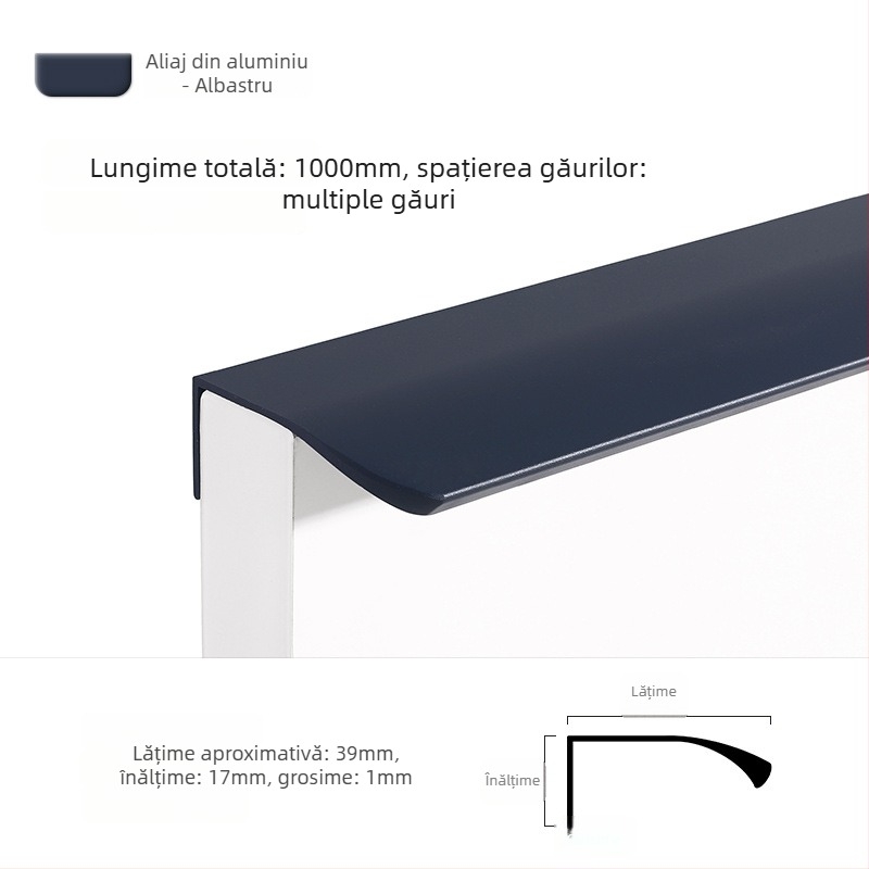 Ușă de garderobă, mâner invizibil arc deget, stil Morandi minimalist, aliaj de aluminiu, etanșare pe margine
