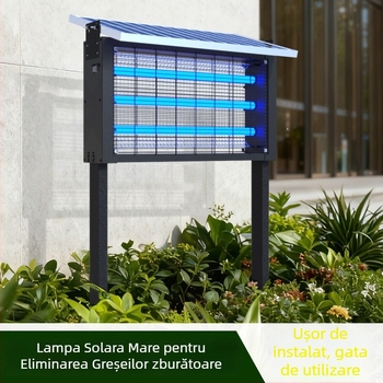 Lampă de insecte anti-țânțari solară pentru exterior — rezistentă la ploaie, ucide țânțarii prin șoc electric; acoperire 100–400 m²; baterie reîncărcabilă 1500 mAh+; baterie detașabilă.