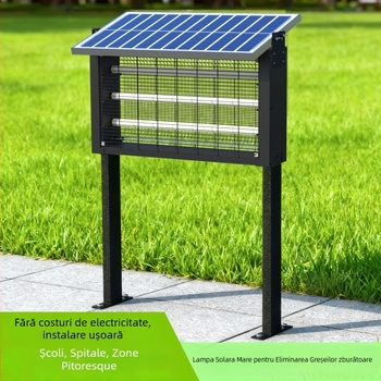 Lampă de insecte anti-țânțari solară pentru exterior — rezistentă la ploaie, ucide țânțarii prin șoc electric; acoperire 100–400 m²; baterie reîncărcabilă 1500 mAh+; baterie detașabilă.