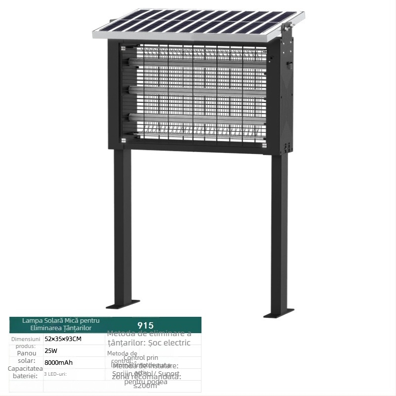 Lampă de insecte anti-țânțari solară pentru exterior — rezistentă la ploaie, ucide țânțarii prin șoc electric; acoperire 100–400 m²; baterie reîncărcabilă 1500 mAh+; baterie detașabilă.