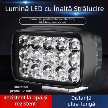 Proiector LED pentru vehicule electrice, IP67 impermeabil, 12–80V, LED ultra-luminos, durată de viață 20.000 h, pentru vehicule cu 3 și 4 roți