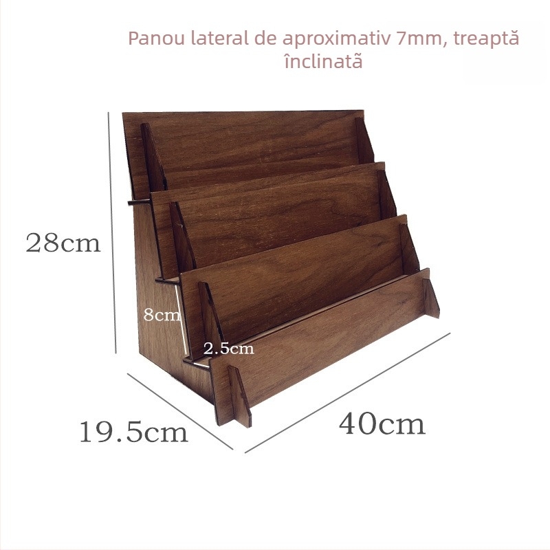 Raft de prezentare pentru bijuterii din lemn, 3 etaje, suport de birou, stil modern minimalist