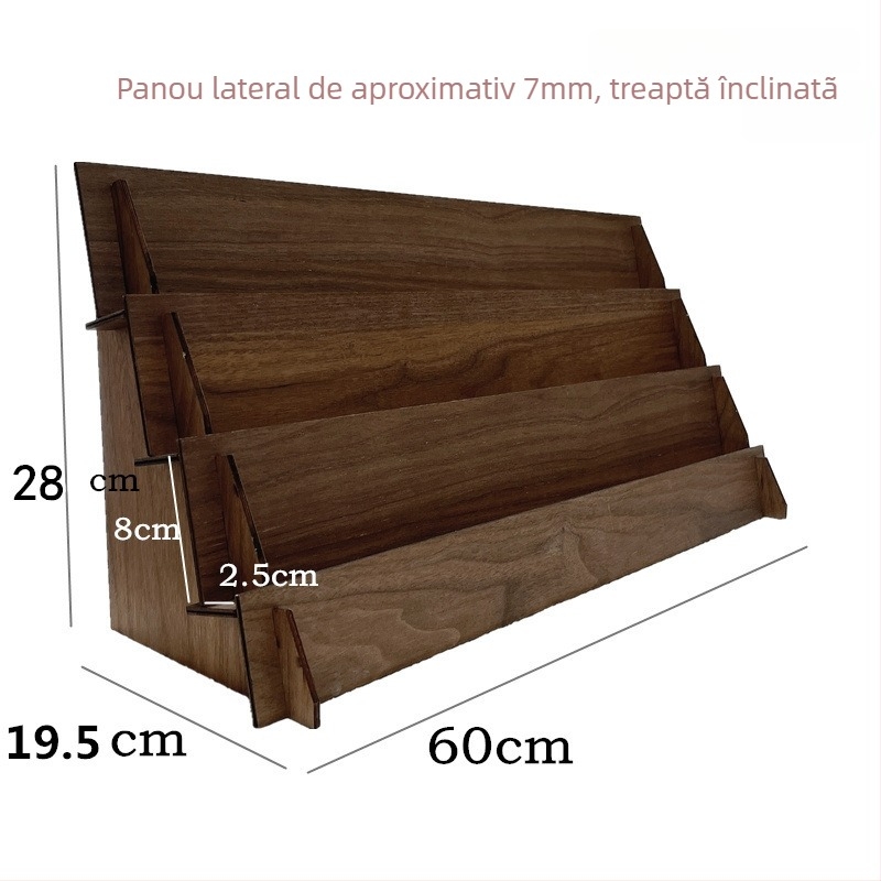 Raft de prezentare pentru bijuterii din lemn, 3 etaje, suport de birou, stil modern minimalist