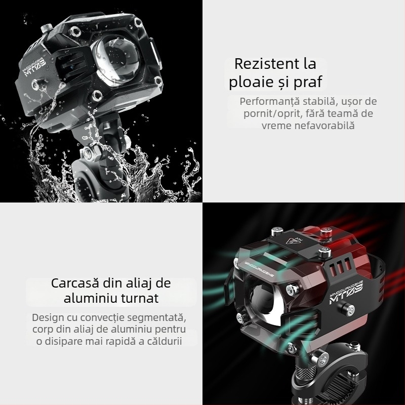Proiector LED pentru autoturisme și motociclete - proiector pătrat două culori design patru foi