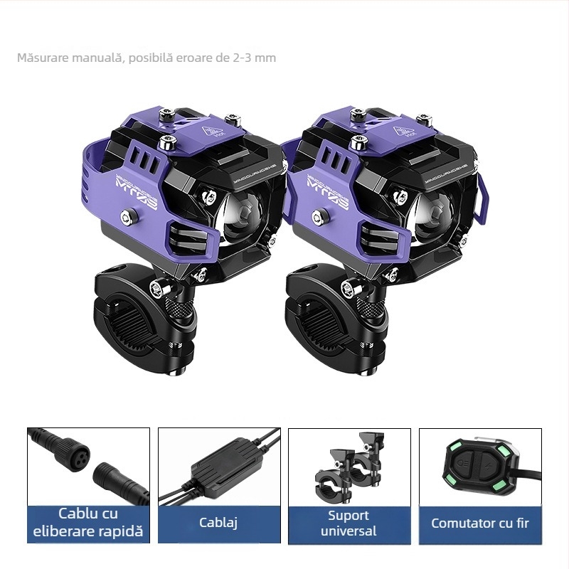 Proiector LED pentru autoturisme și motociclete - proiector pătrat două culori design patru foi