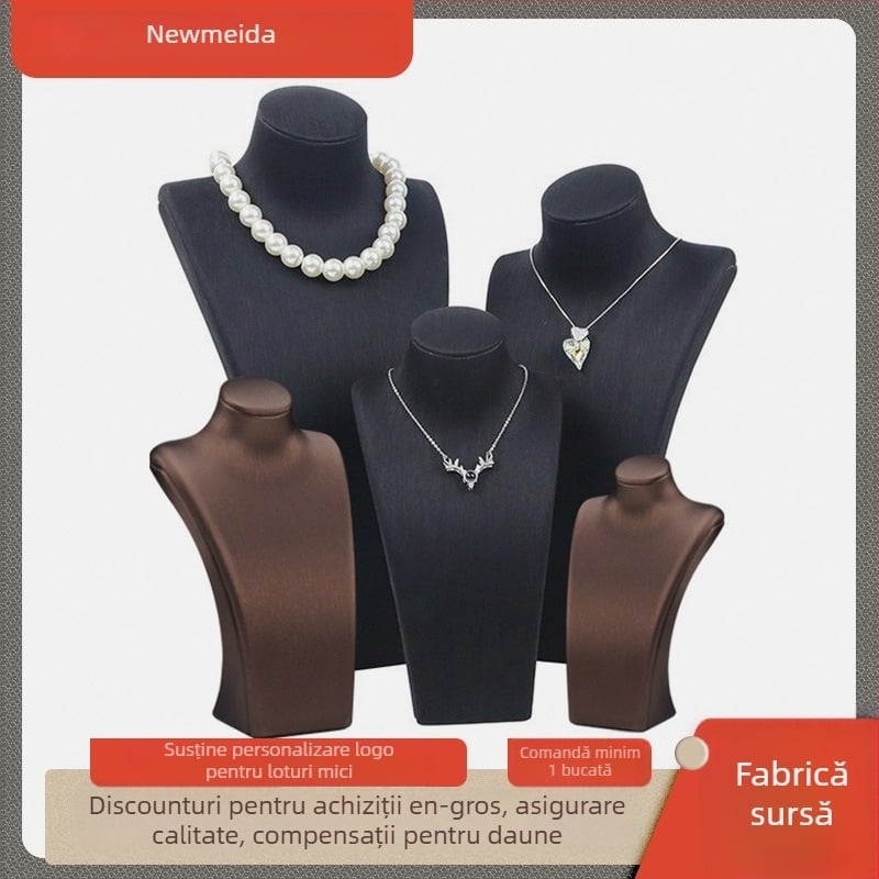 Suport pentru coliere cu model portret, dintr-o singură piesă, corp PU, husă din piele șlefuită, cusături prin splicing, lansare vară 2025