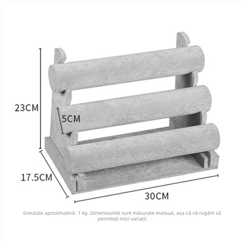Raft de afișare bijuterii, design geometric, structură din plăci PVC dens, înveliș velur, stil artistic