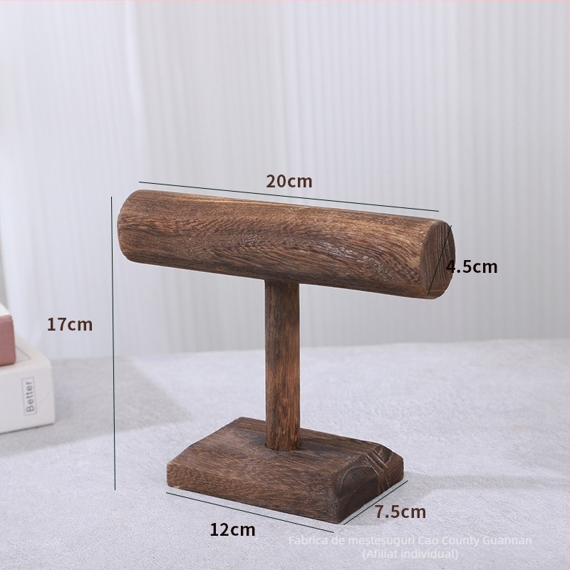 Raft de afișare pentru brățări — Guannan, din lemn masiv, dintr-o bucată, un singur nivel, stil artistic, design simplu