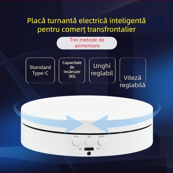 Platformă rotativă electrică pentru prezentări, cu unghi și viteză reglabilă pentru fotografierea produselor