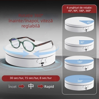 Platformă rotativă electrică pentru prezentări, cu unghi și viteză reglabilă pentru fotografierea produselor