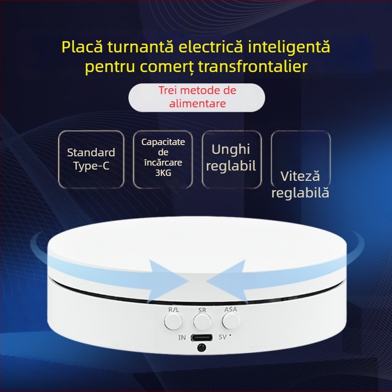 Platformă rotativă electrică pentru prezentări, cu unghi și viteză reglabilă pentru fotografierea produselor