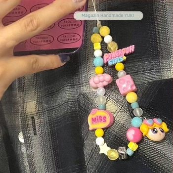 Șnur pentru telefon mobil cu mărgele, PVC material, lucrat manual, șnur din nailon cu cataramă din plastic, personalizare disponibilă