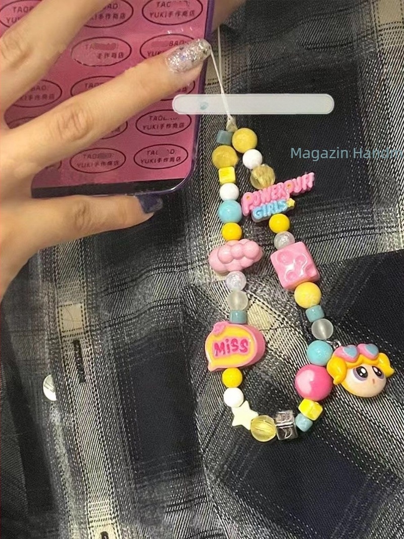 Șnur pentru telefon mobil cu mărgele, PVC material, lucrat manual, șnur din nailon cu cataramă din plastic, personalizare disponibilă