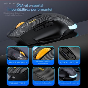 Mouse de gaming W601 – 12800 DPI, USB, 2.4G wireless, 7 butoane, Suport macro