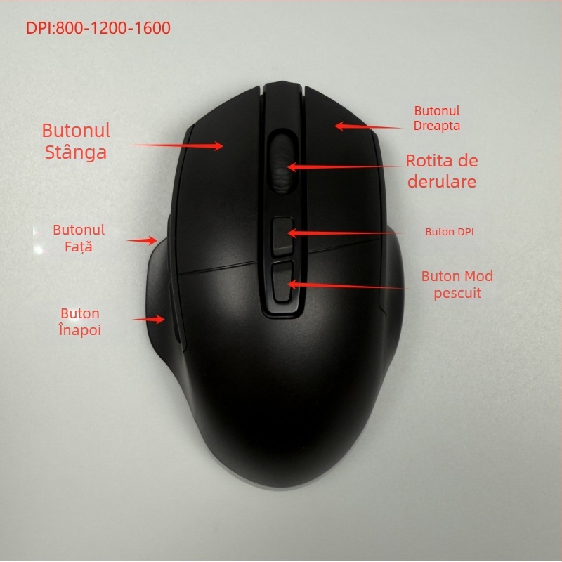 Mouse de gaming W601 – 12800 DPI, USB, 2.4G wireless, 7 butoane, Suport macro