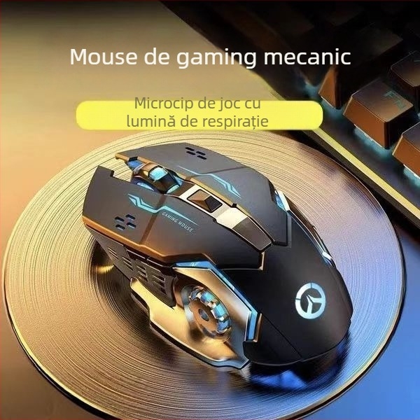 Maus optic wireless cu interfață USB, 1000 DPI, reglaj DPI în 5 trepte, încărcare wireless