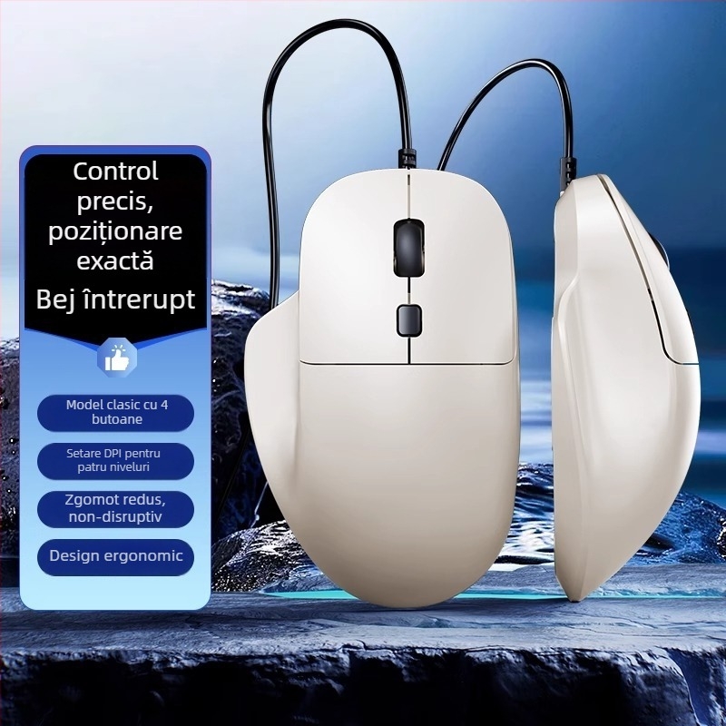 Tafiq Mouse USB cablat, 1600 DPI, 4 butoane, senzor optic, ergonomic pentru desktop PC