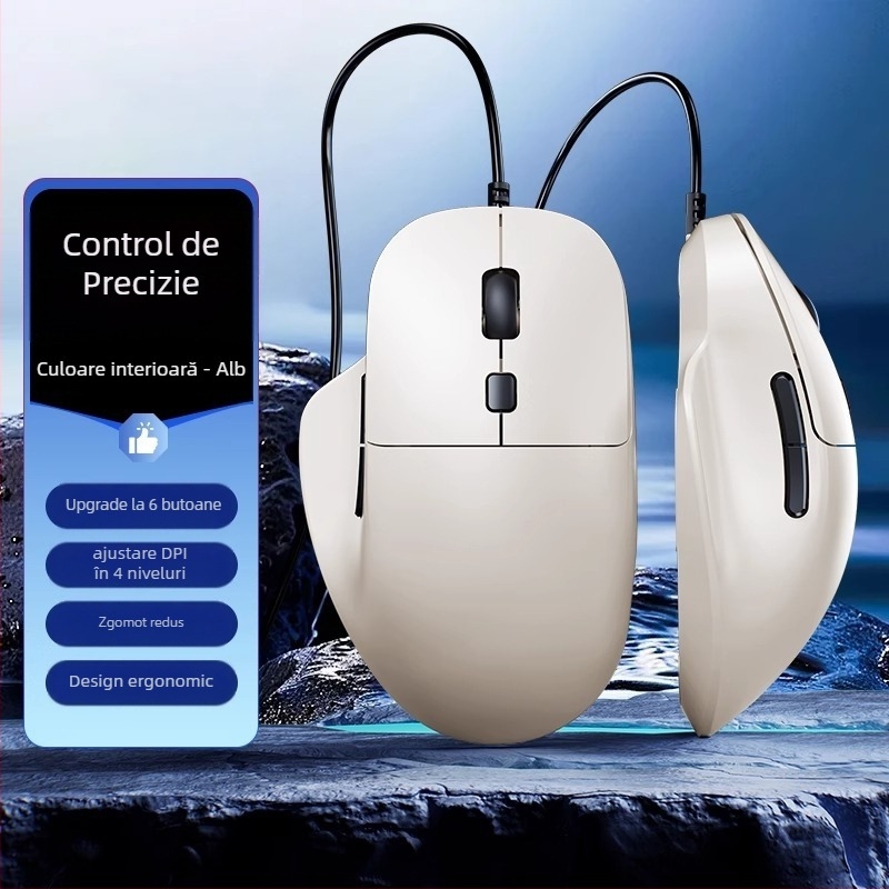 Tafiq Mouse USB cablat, 1600 DPI, 4 butoane, senzor optic, ergonomic pentru desktop PC
