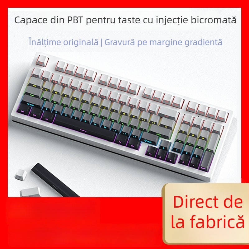 Tastatură mecanică de gaming cu switchuri verzi, peste 98 taste, conectivitate USB-C cablată, iluminare RGB