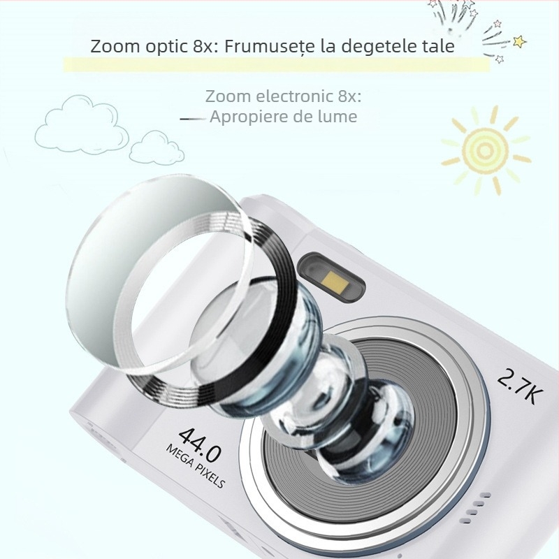 Cameră selfie pentru elevi cu senzor CCD, 44MP, zoom digital 8x, obiectiv periskop, înregistrare video HD