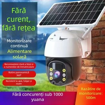 Cameră de supraveghere 4G solară, rotire la 360°, impermeabilă, monitorizare HD la distanță