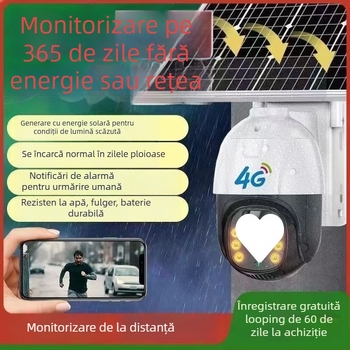 Cameră de supraveghere 4G solară, rotire la 360°, impermeabilă, monitorizare HD la distanță