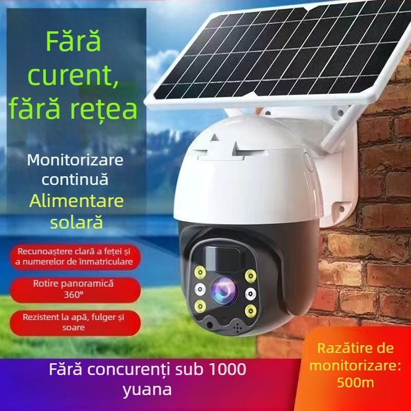 Cameră de supraveghere 4G solară, rotire la 360°, impermeabilă, monitorizare HD la distanță