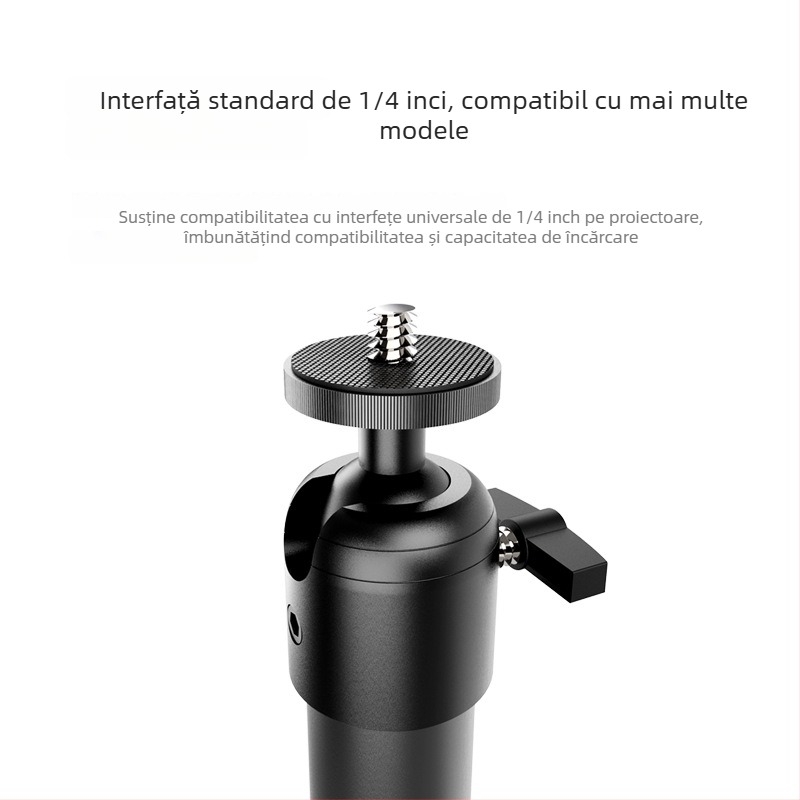 Gimbal sferic pentru trepied din aliaj de aluminiu – universal pentru cameră SLR și proiector, montaj filet, rotire 360° orizontală și verticală, greutate 0,07 kg