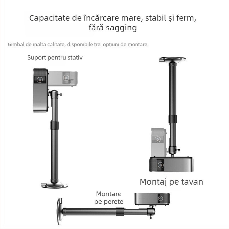 Gimbal sferic pentru trepied din aliaj de aluminiu – universal pentru cameră SLR și proiector, montaj filet, rotire 360° orizontală și verticală, greutate 0,07 kg