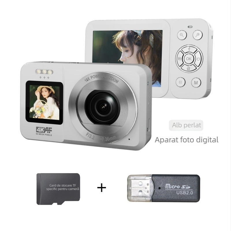 Aparat foto digital all-in-one cu zoom optic 18x, senzor CMOS, ecran LCD de 2,8 inch, 1080p, slot MicroSD